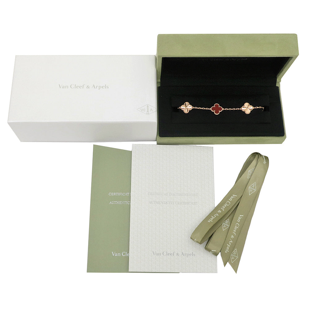 VAN CLEEF &amp; ARPELS VANCLEEF &amp; ARPELS Vintage Alhambra Bracelet 5 Motif 750PG K18 Pink G Carnelian Giuseppe Jewelry
