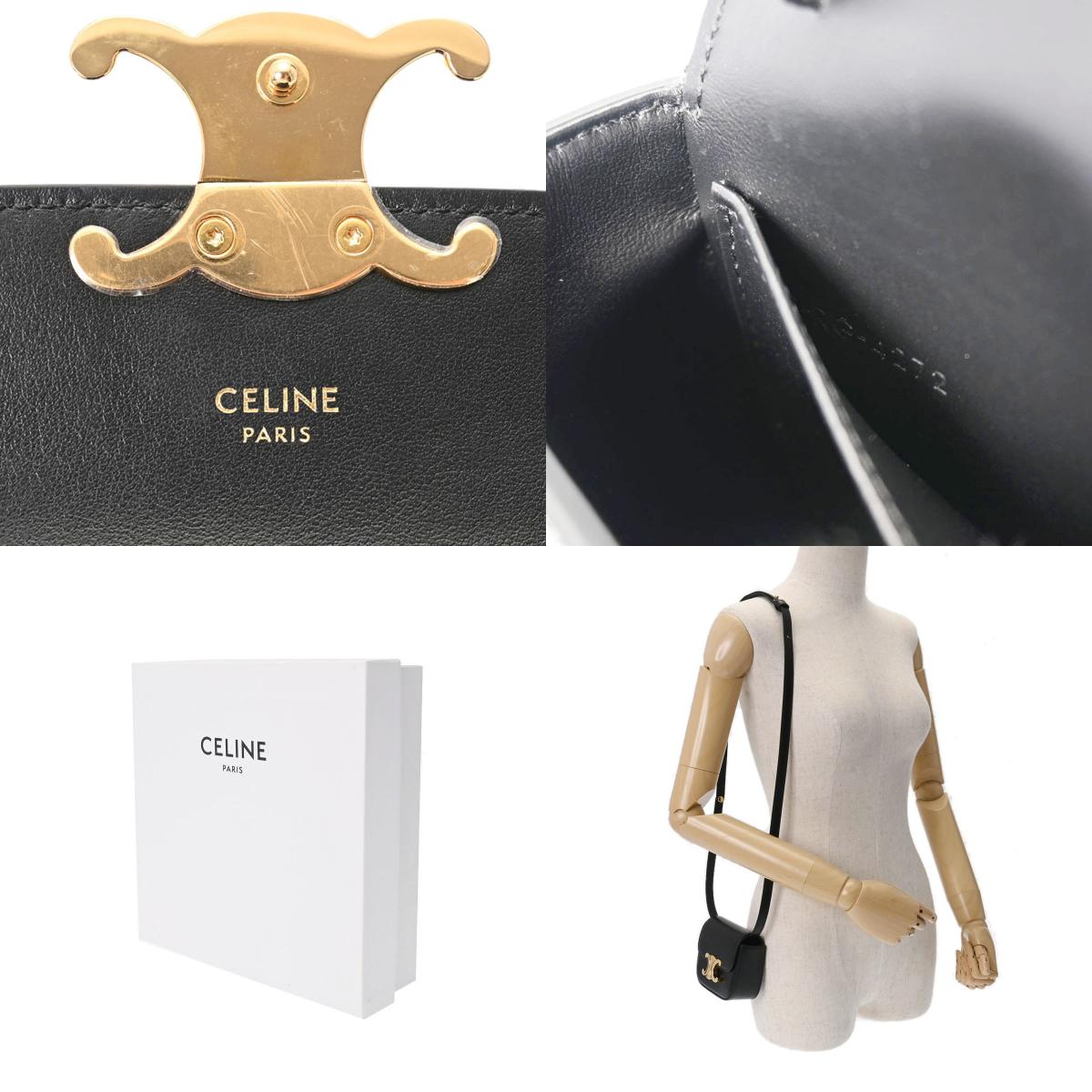 Celine Mini Claude Triomphe in Calfskin Leather Black 10I513DPV.38NO