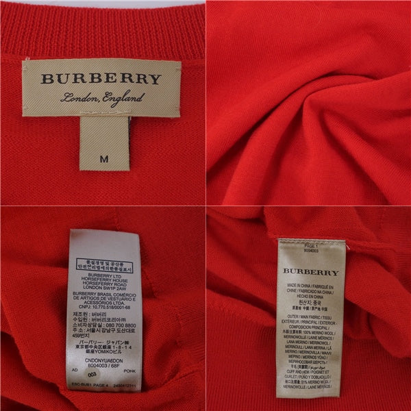 BURBERRY Nitted SWEATER CHECK WOL TOPS LADY'S M RED  LORD