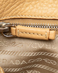 Prada Triangle Logo  Vitello Tote Bag BR3118 Beige Leather  PRADA