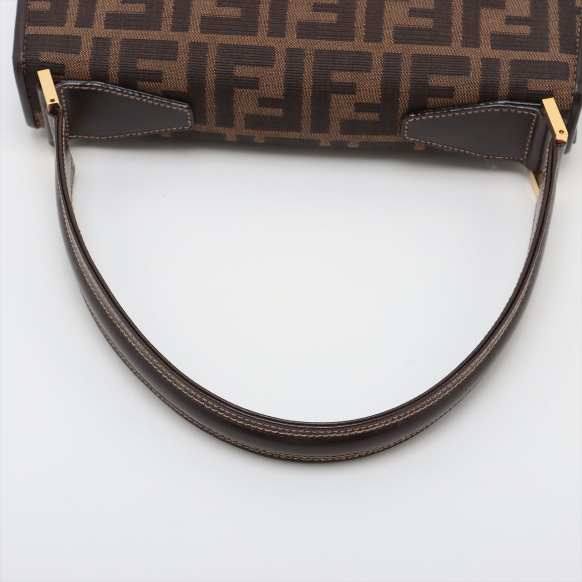 Fendi Zucca Canvas  Leather One-Shoulder Bag Brown