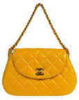 Chanel 1996-1997 Round Flap Handbag Orange Lambskin