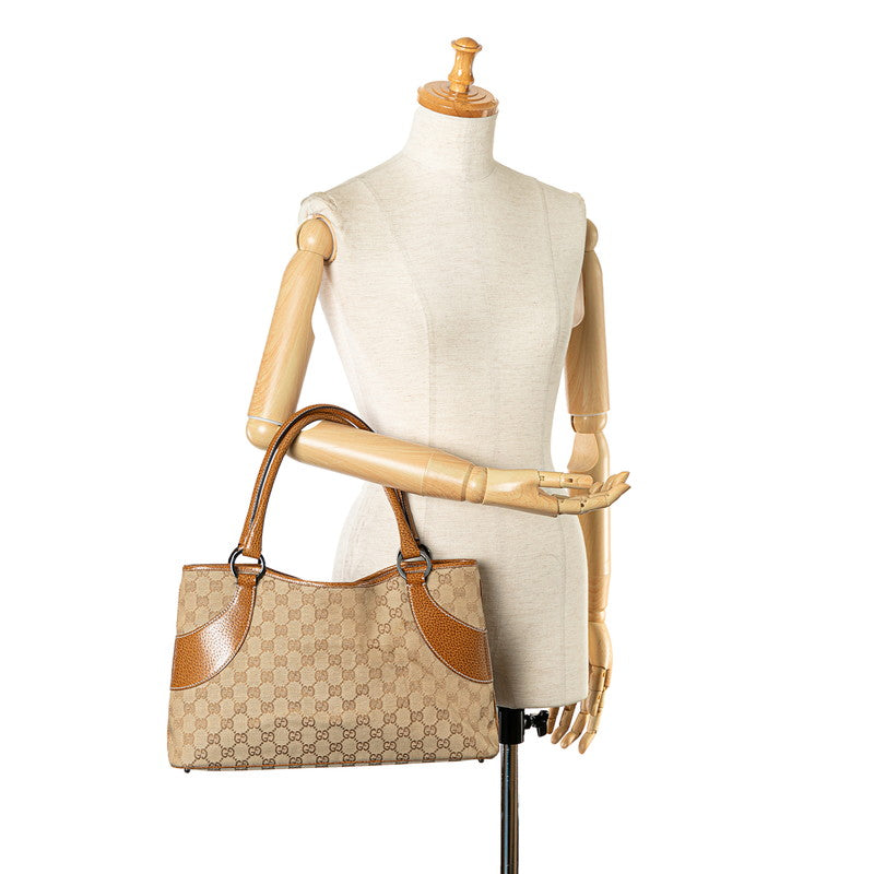 Gucci GG canvas handbag Tote bag 113015 Brown beige canvas leather ladies Gucci