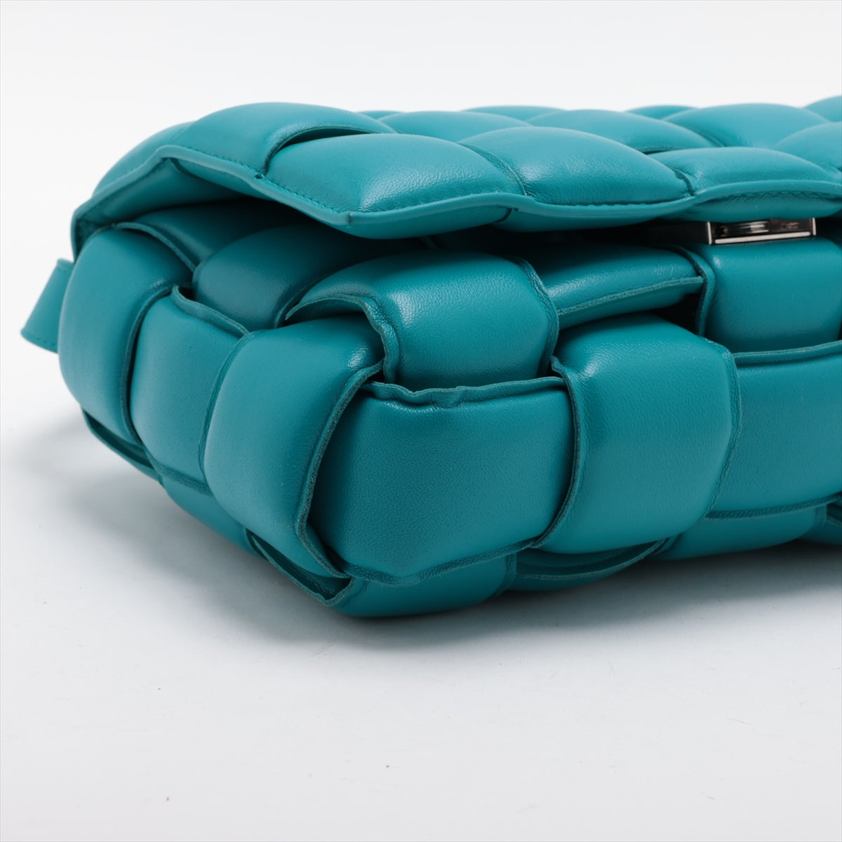 Bottega Veneta Maxine Inchart Padette Leather Shoulder Bag Blue