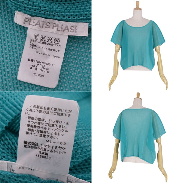 Issey Miyake Pleated  y Short Sleeve  Tops  3 (L equivalent) Turquoise Green  仙台 楽天市場店