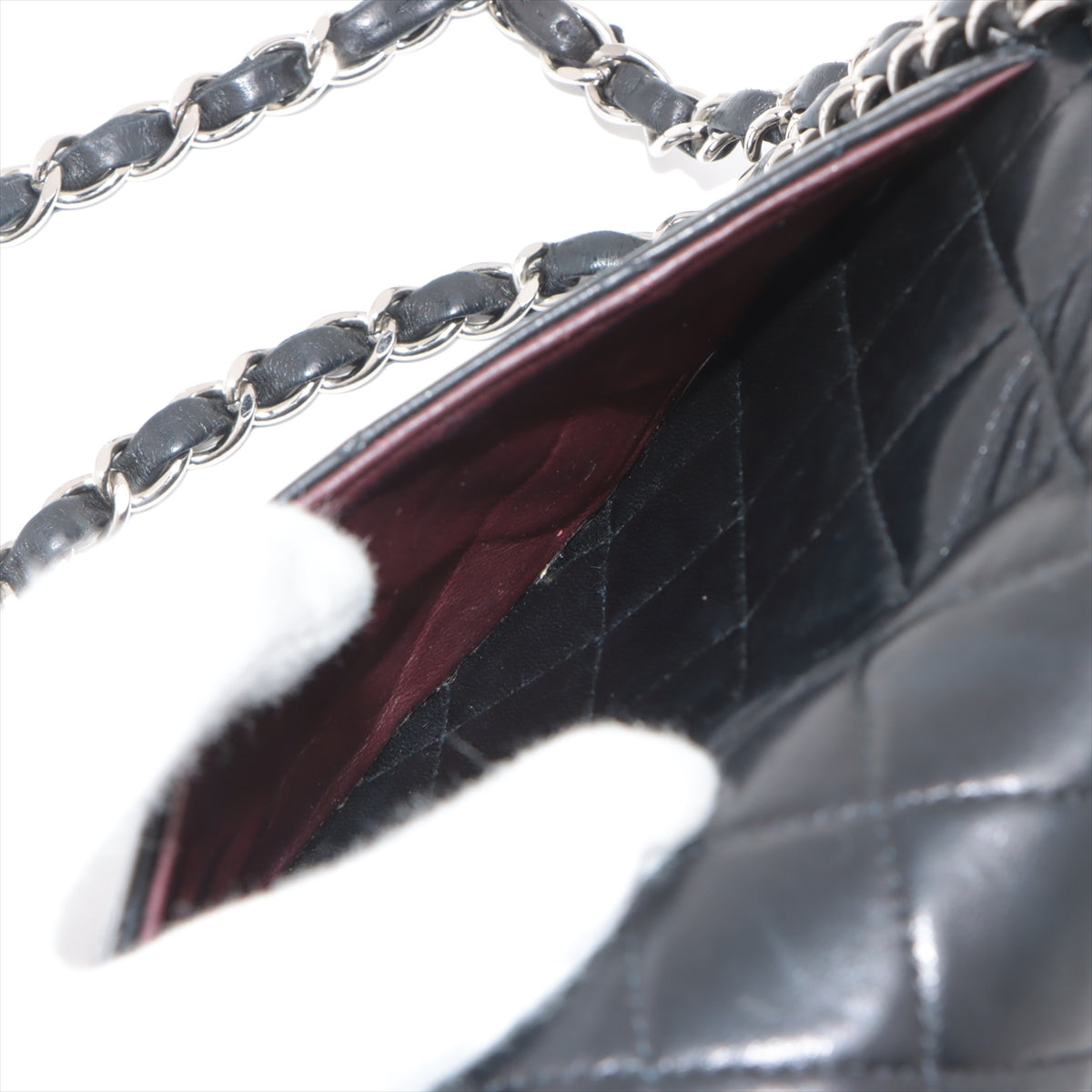 Chanel Matrasse 23 Small  Double Flap Double Chain Bag Black Silver  6th A01113