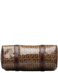 Fendi Zubo Handbag Mini Boston Bag 16327 Beige Brown Vinyl Leather  Fendi