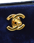 Chanel * 1997-1999 Blue Velvet Double Sided Turnlock Handbag