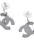 Chanel Dangle Pierced Earrings Silver 03P