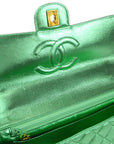 Chanel 1994 Classic Flap Handbag Medium Metallic Green Lambskin