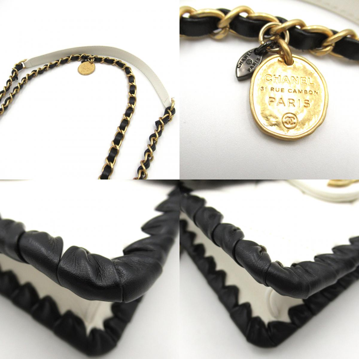 Chanel Chain Shoulder Chain Shoulder Bag  White/Black Chain Shoulder