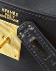Hermes * 2004 Kelly 32 Guilloche Sellier Black Box Calf