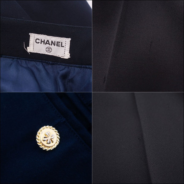 Vint Chanel Chanel Pants  Clover Button Wool Bottoms  M Equivalent Navysic Navy