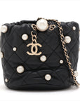 Chanel Matrasse  Handle Shoulder Bag Pearl Black G  31st AS2518