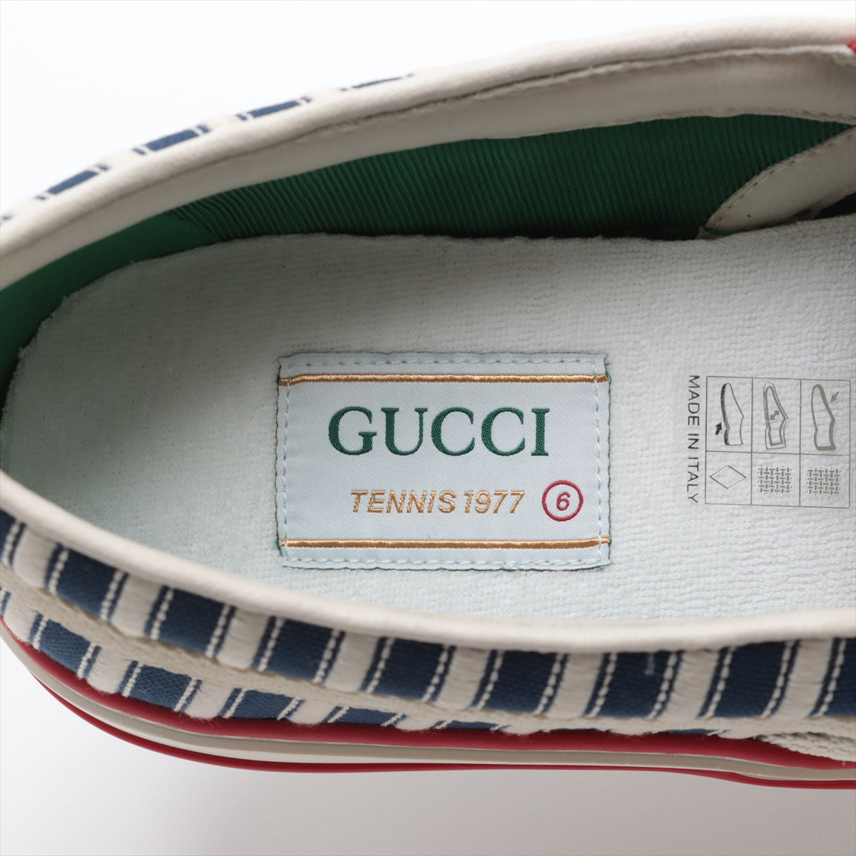 Gucci Tennis Canvas Leather Slipper 6 Men Multicolor
