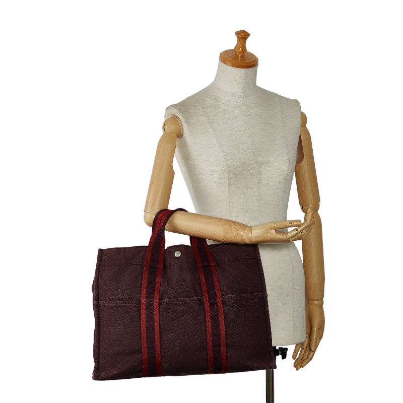 Hermes Furtum MM Handbag Tote Red Linen  Hermes Ladies Ladies Ladies Ladies Ladies Ladies Ladies