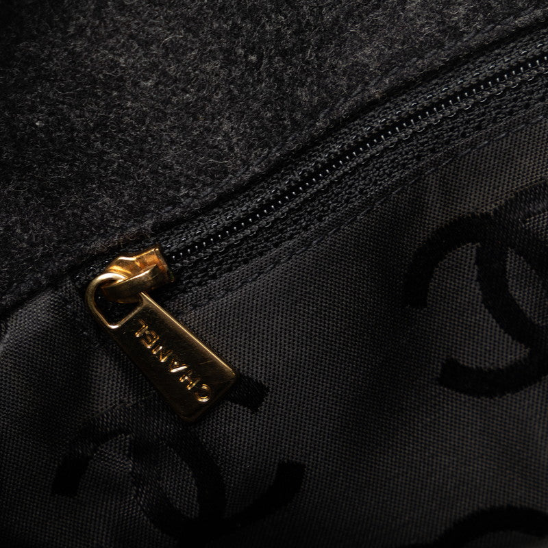 Chanel Wild Stick Coco Chain Tote Shoulder Bag Black Felt  Chanel