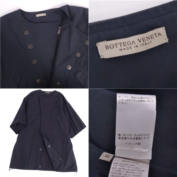 Boutique Veneta BOTTEGA VENETA Coat -Color Double Brest Seven-minute sleeves Landless Zip-Up Out  36 (S equivalent) Navy  BOTTEGA VENETA