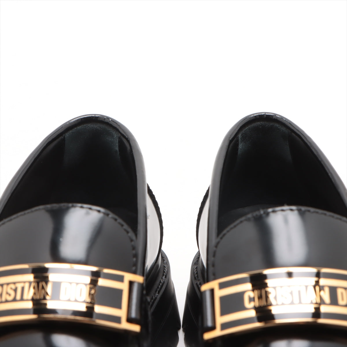 Christian Dior Leather  35D  Black Logo Gold