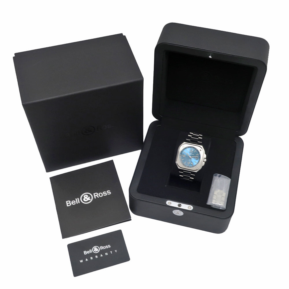 Bel &amp; Ross BR05 GMT SKY BLUE Date BR05G-PB-ST/SST Water Color Automatic Rolling SS Stainless Steel  Watch