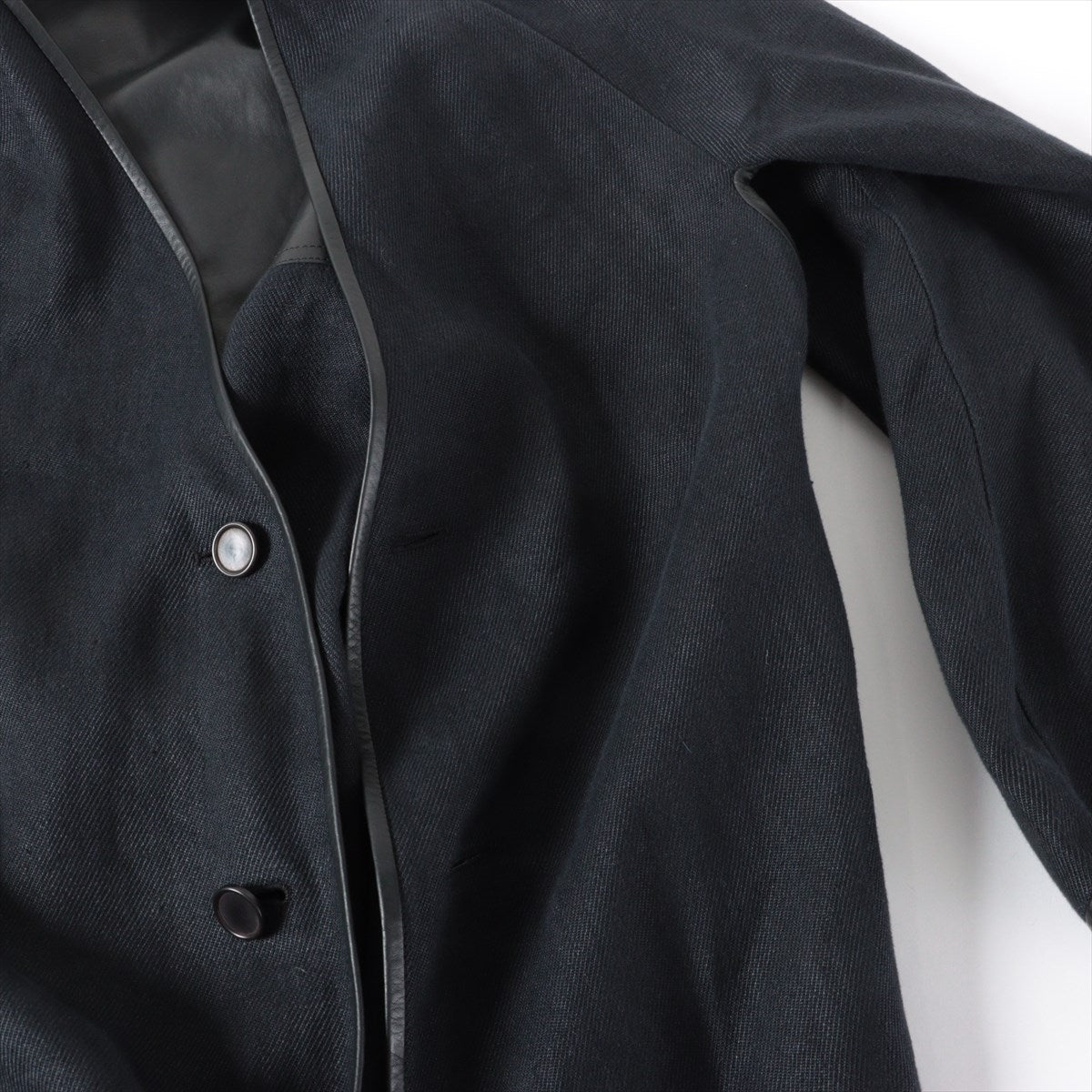 Hermes Margiela Period Linen Jacket 38  Black Third Button Parts able Several s in the Three Halls