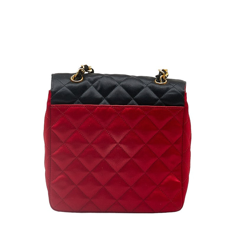 Chanel Matrases Coco  Chain Shoulder Bag Red Black Satin  CHANEL