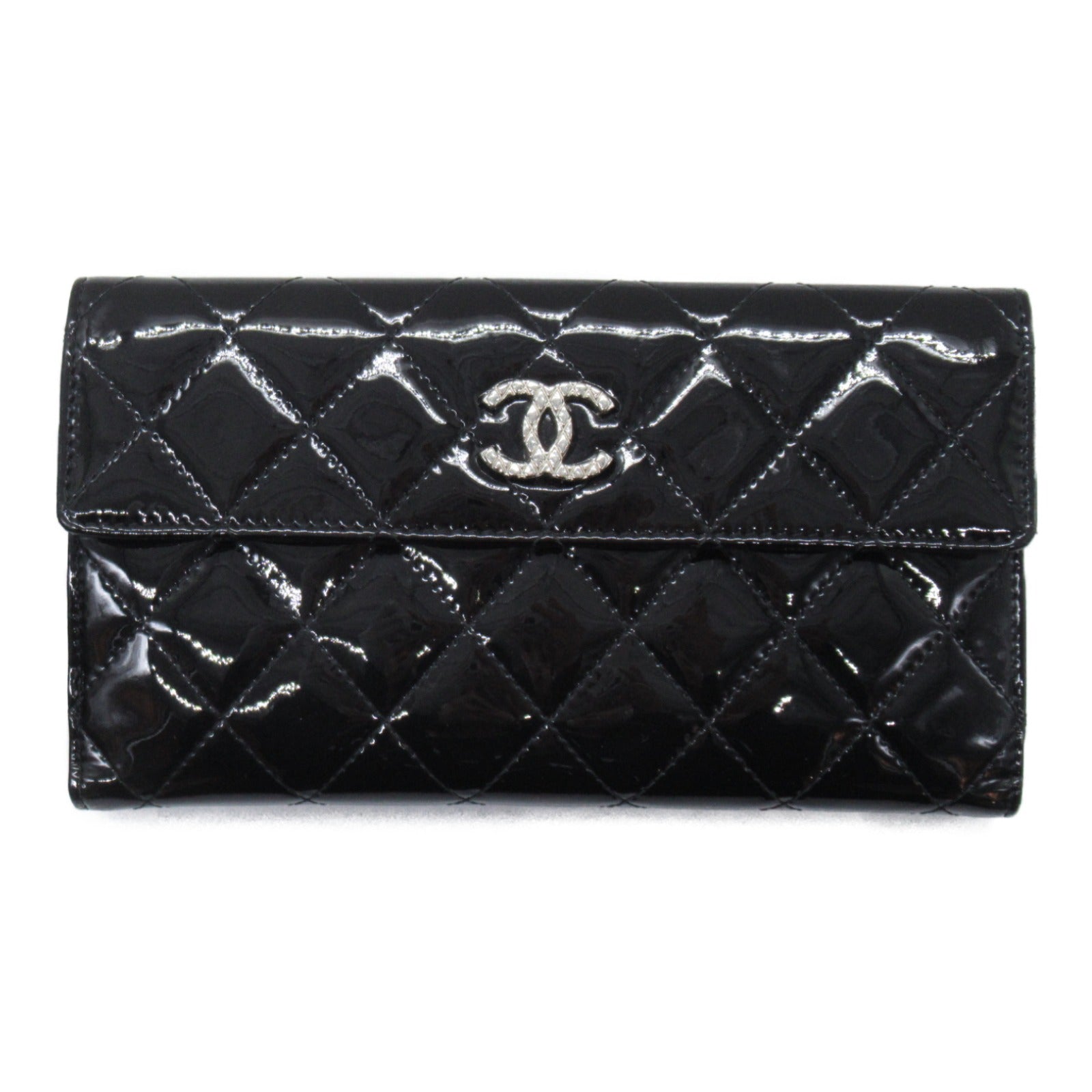 Chanel Chanel Brilliant W Hook Long Wallet W Hook Long Wallet Patent Leather  Black
