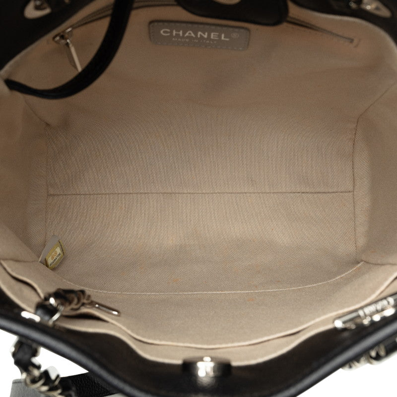 Chanel Deauville PM Chain Tote Handbag Black Leather  Chanel