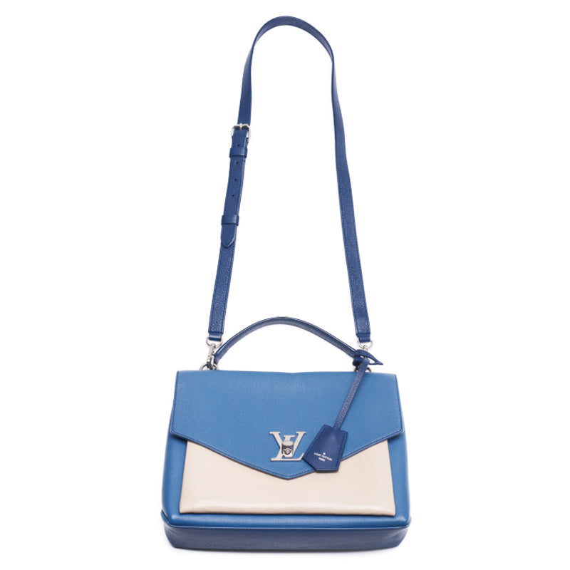 LOUIS VUITTON Lewitton LockMe 2WAY Handbag  Leather Blue  Ivory (Silver G) Leather Handbag  Handbag  Handbag Hybrid   Delivery] Himalan Bookstore Online