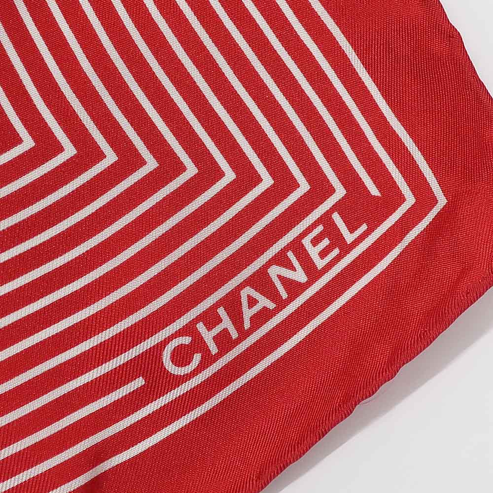 CHANEL SCHARF COCOMARK RED WHITE RED/WHITE RED/WHITE RED/WHITE WHITE SILK 100% STREEP WOMEN LADY FASHION BRAND DRESS LITTLE OTHER PRESENT ONLY