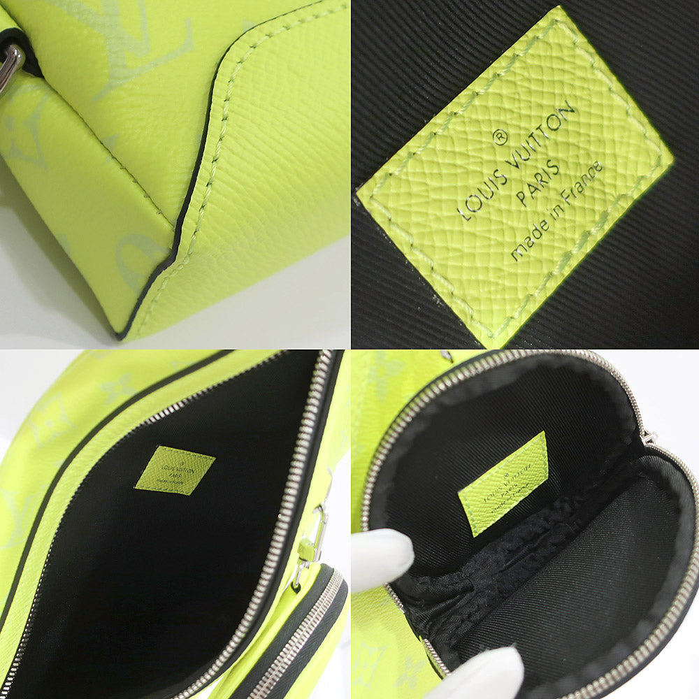 Louis Vuitton Duo Sling Bag Taigaama M30945/ Monogram Canvas Tiger Leather Fluorescent Yellow Silver   Preservation Bag Box