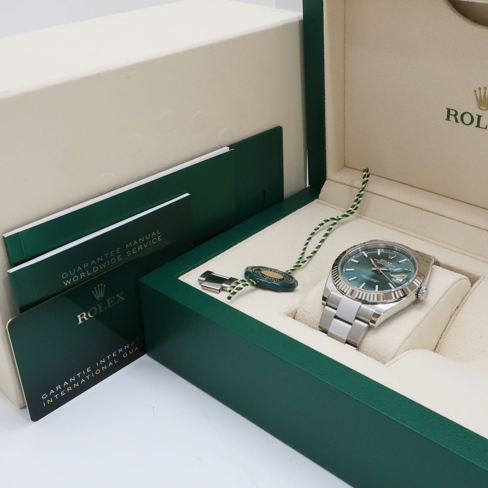Rolex Datejust 126334 Stainless White G 41mm Combi Oaster  Mint Green Automatic Volume  Watch Guarantee 2024