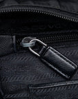 Prada Triangle Logo  Handbag Tote Bag Black Nylon Leather  Prada