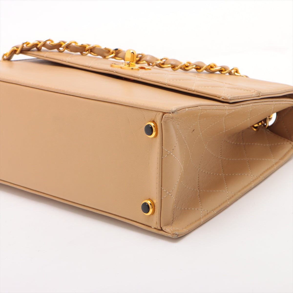 Chanel Matrasse  Single Flap Single Chain Bag Beige G  1st Turn-Lock