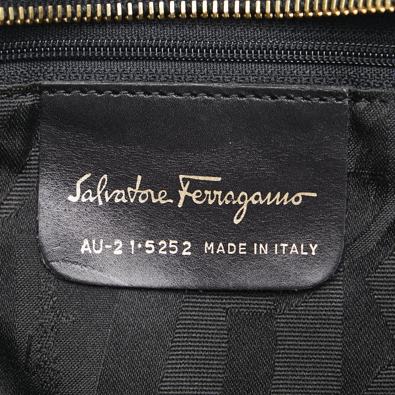SalvatoreFerragamo Vallarta Chain Shoulder Bag Handbag AU21 5252 Black G Canvas Leather  Salvatore Ferragamo