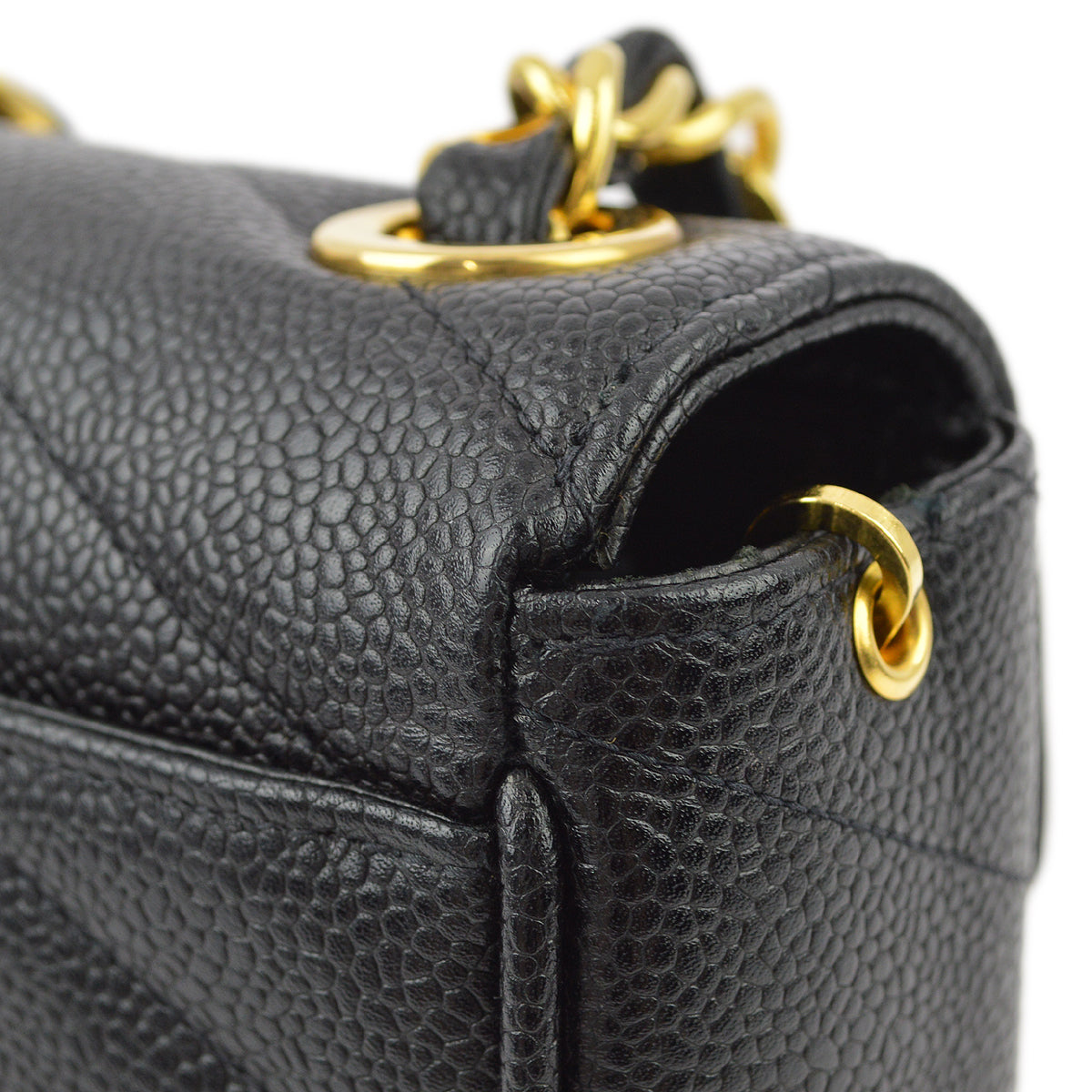 Chanel Black Caviar V-Stitch Mini Square Shoulder Bag 17