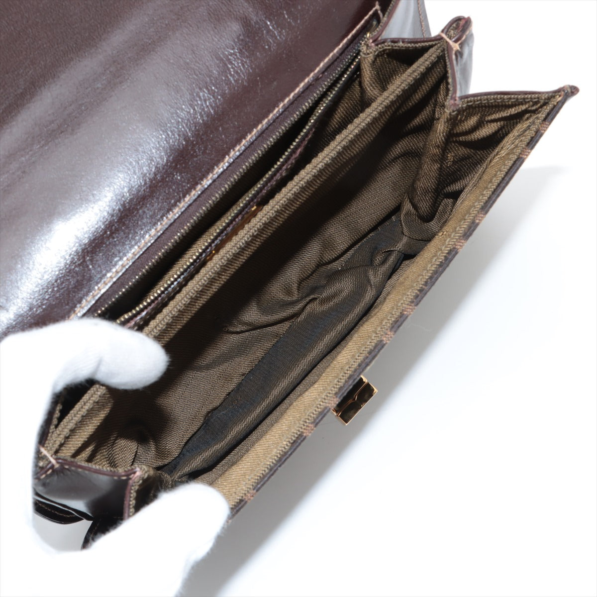 Fendi Zucca Canvas  Leather One-Shoulder Bag Brown
