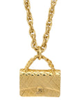 Chanel Bag Chain Pendant Necklace Gold 95P