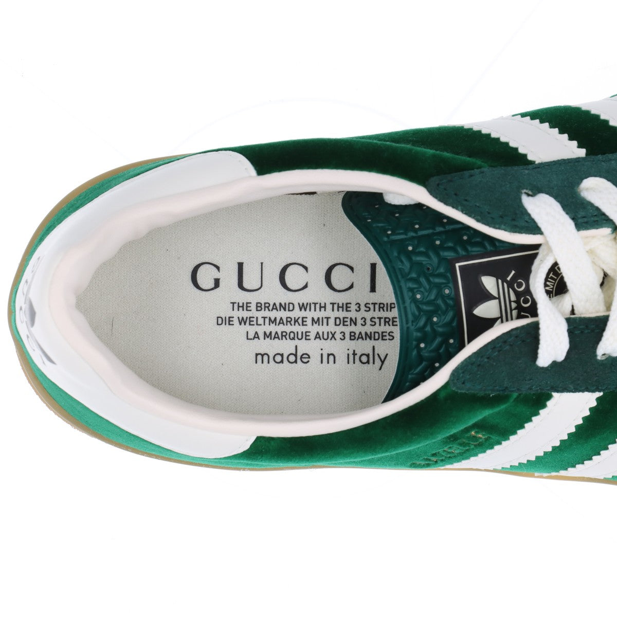 Gucci x Adidas Gasel Belloor x Leather Trainers 24.5cm  Green 707848    Box Bag With