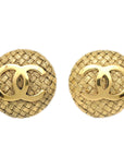 Chanel 1994 Round Woven CC Earrings Clip-On Gold 2862
