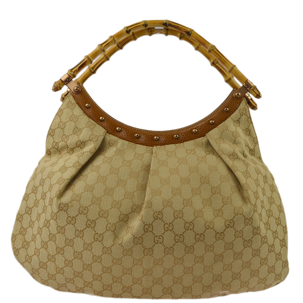 Gucci Beige Bamboo GG Handbag