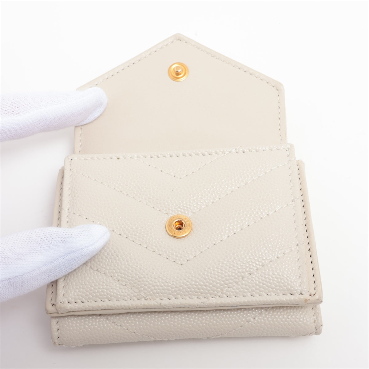 San Laurent  TGN602791 PVC  Leather Compact Wallet White