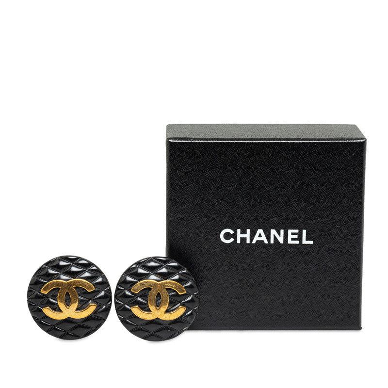 Chanel Vintage Matrasse Coco  Earrings Black G    CHANEL