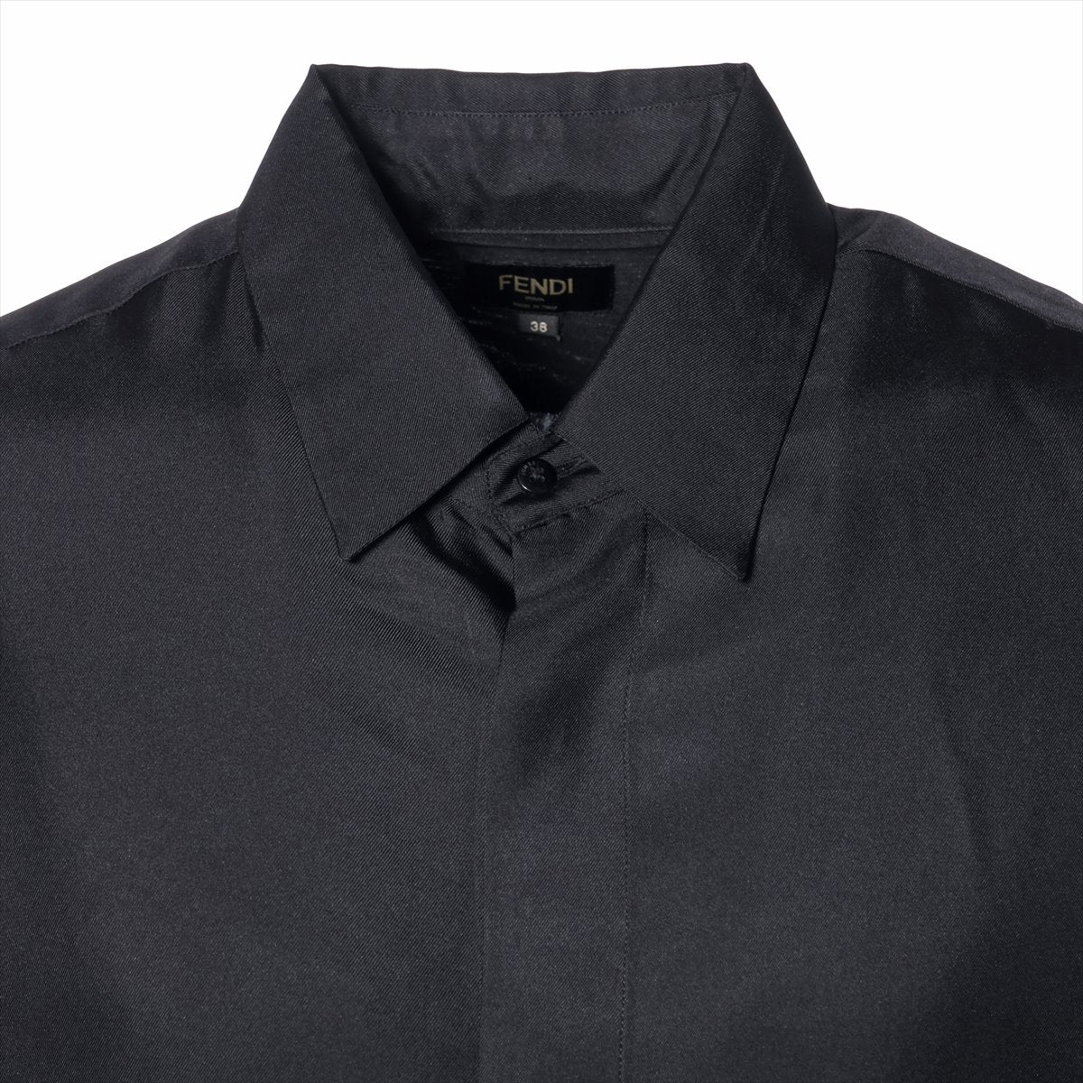 Fendi Zucca 20 Years Silk Shirt 38  Black FS0795 Half-Handy