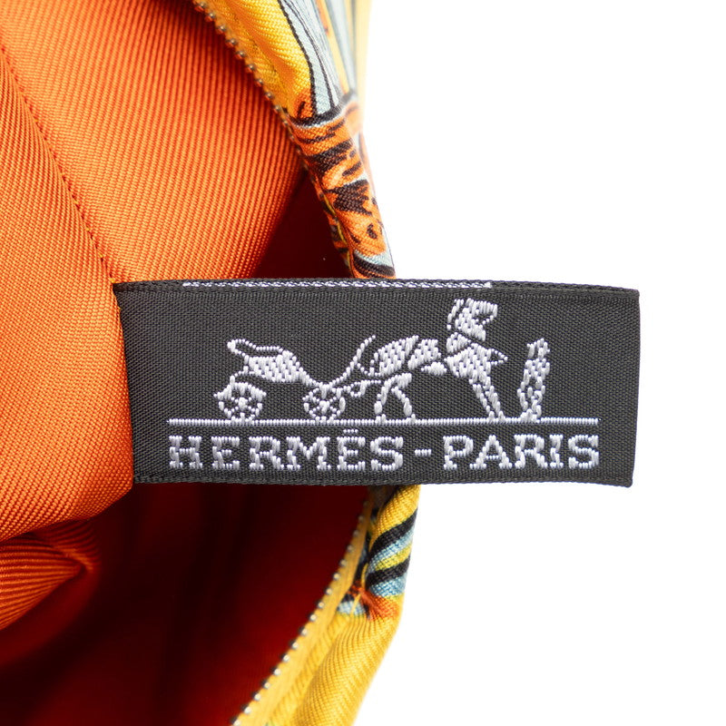 Hermes Silk City PM  Shoulder Bag Yellow Brown Multicolor Silk Leather  Hermes