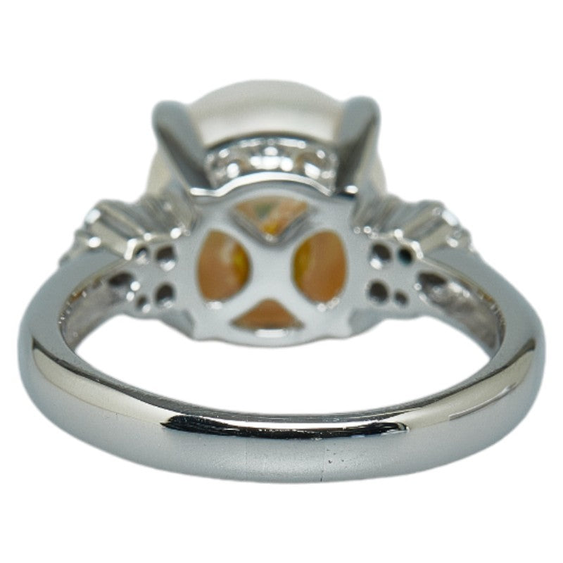 Pt900 Platinum Aqua Pearl 9.9mm Diamond Ring 0.15ct Ring  13th