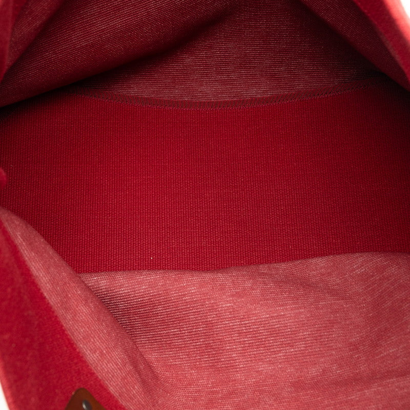 BOTTEGAVENETA 鏈條吐司包手提包紅棕色帆布皮革女士 BOTTEGAVENETA