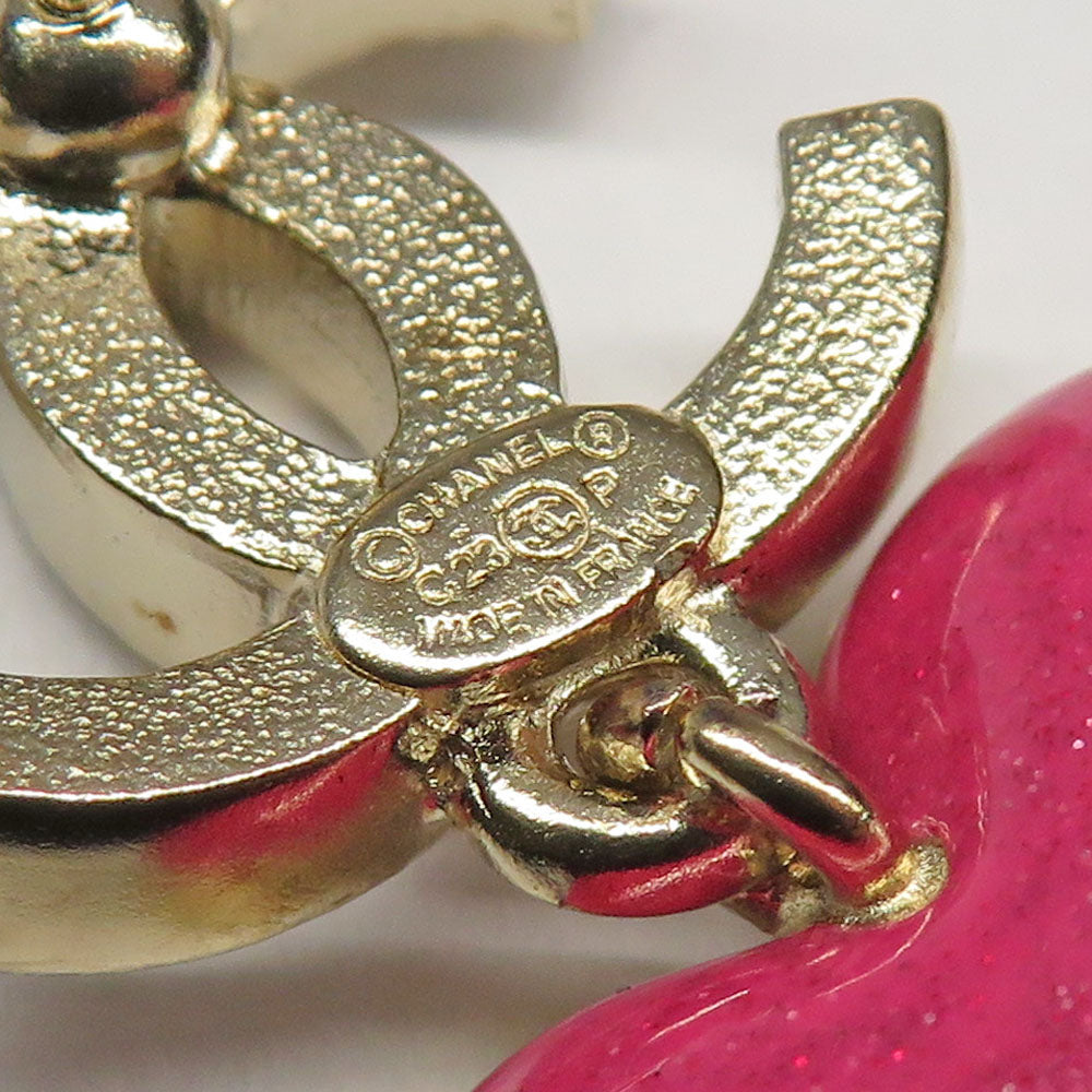 Chanel Stud_Earrings Heart Motif Stone Pink  G C23P 1 vs  Jewelry Accessories Fine Art Washed