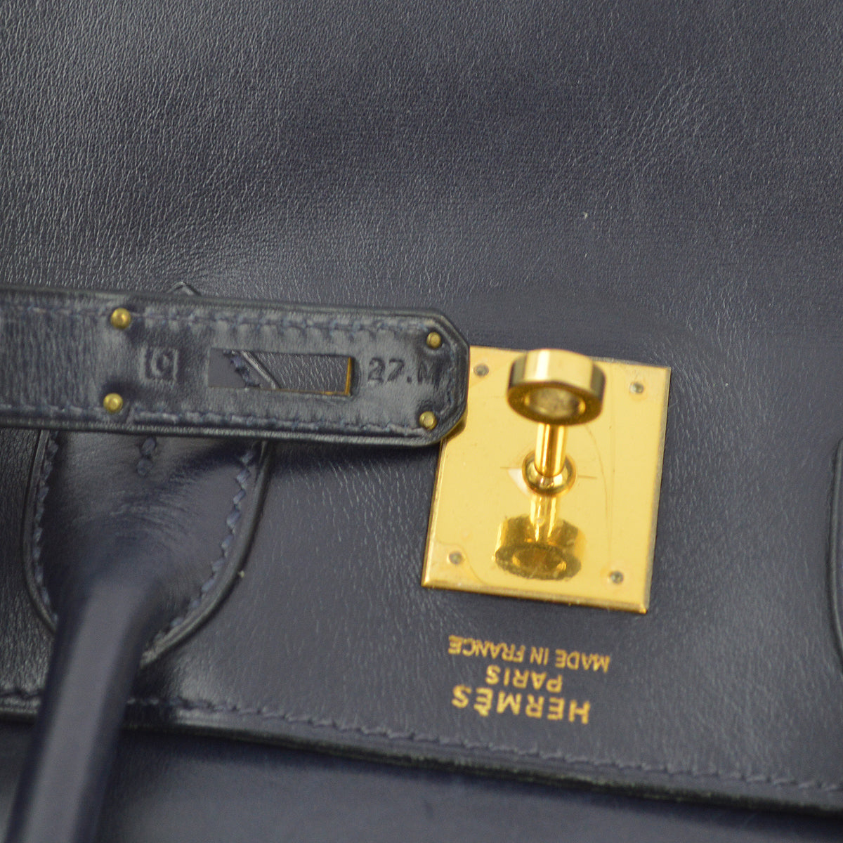 Hermes Navy Box Calf Haut a Courroies 32 Handbag