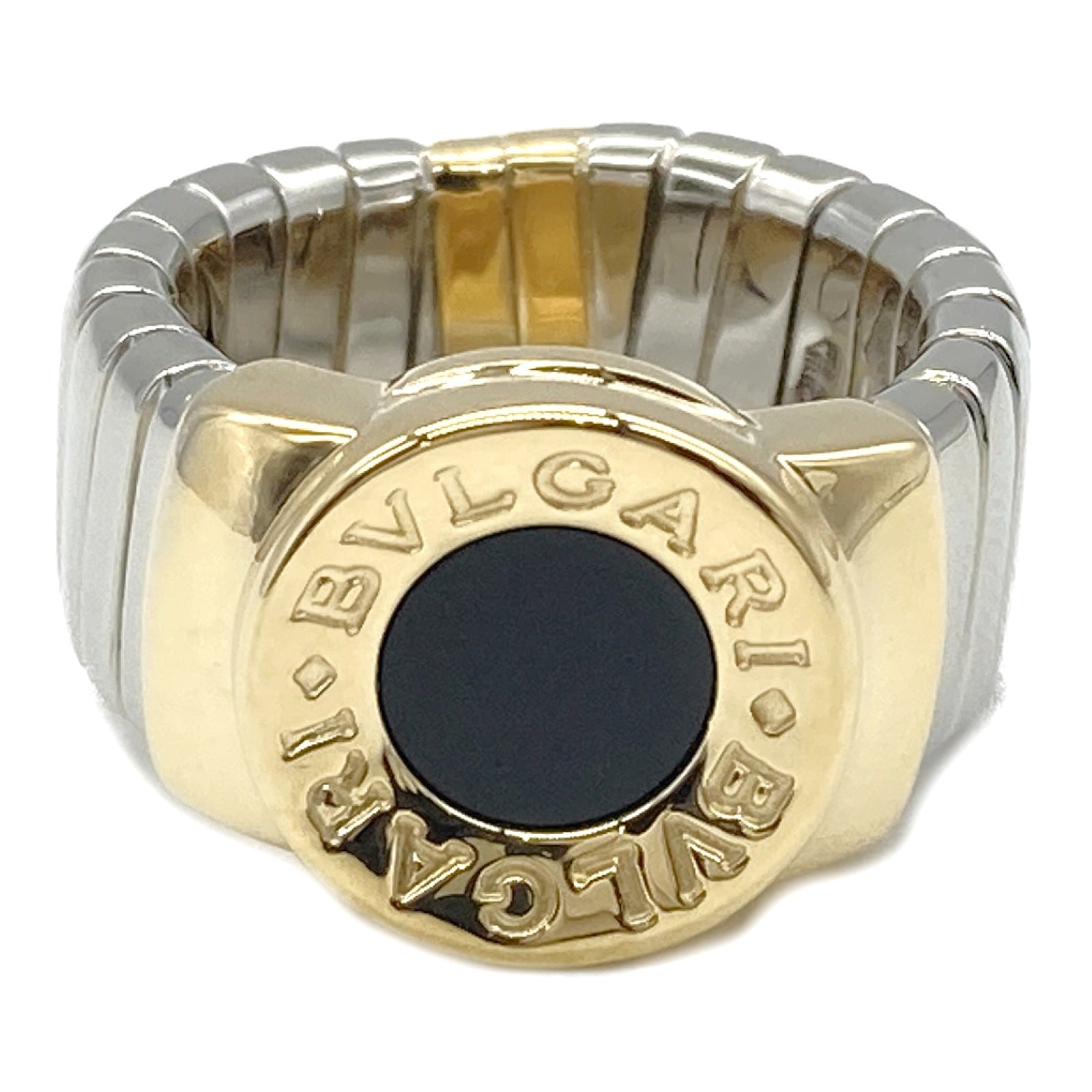 Bulgaris BVLGARI ns Tubegas Onix Ring Ring Ring Ring Jewelry K18 (Yellow G) Stainless Steel Onix   Black Close-up